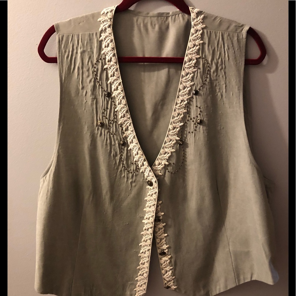 Embellished Sage Green Vest
